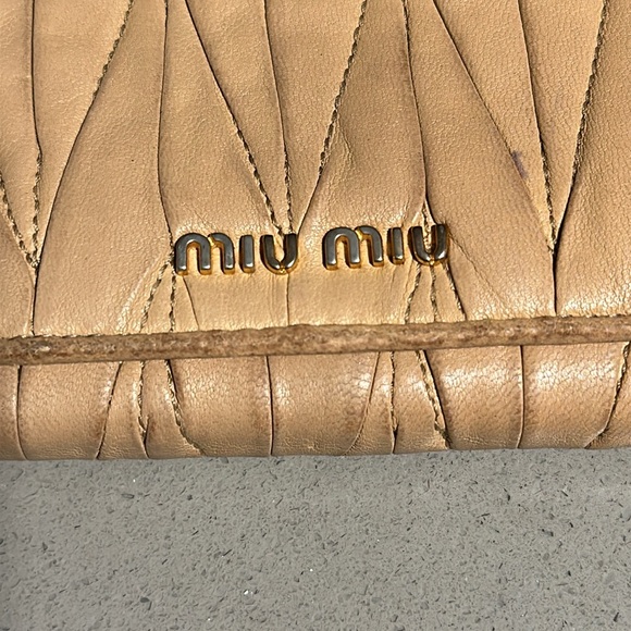 Authentic Miu Miu Tan Leather Snap Long Wallet - Picture 2 of 10